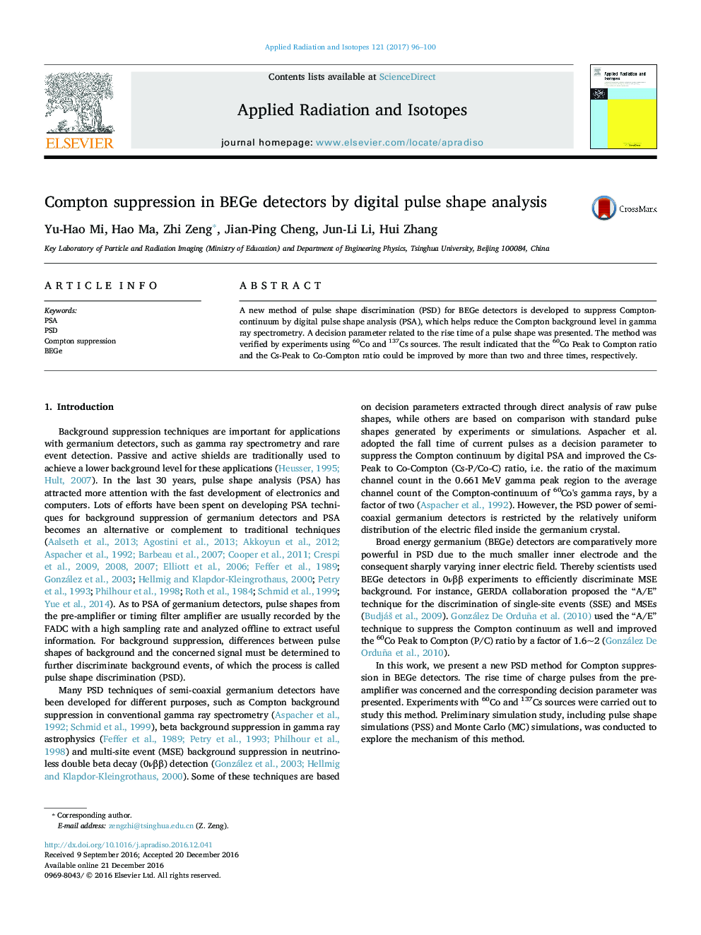 Compton suppression in BEGe detectors by digital pulse shape analysis