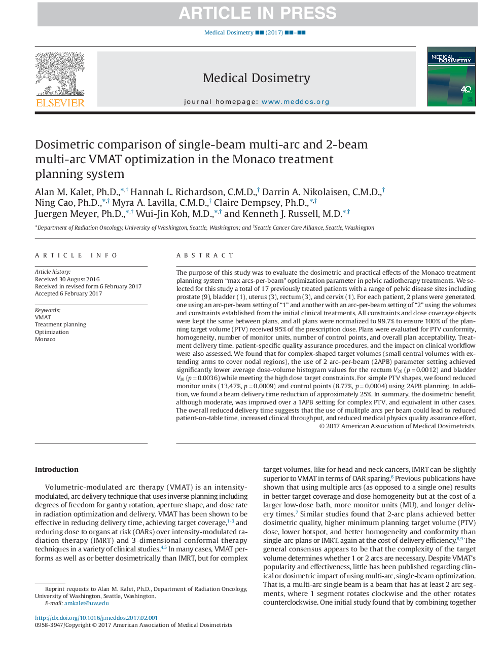 Dosimetric comparison of single-beam multi-arc and 2-beam multi-arc VMAT optimization in the Monaco treatment planning system