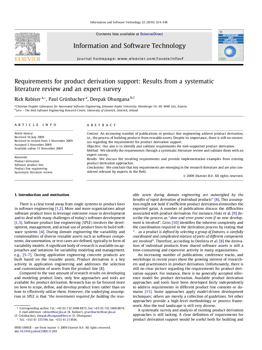 Requirements for product derivation support: Results from a systematic literature review and an expert survey