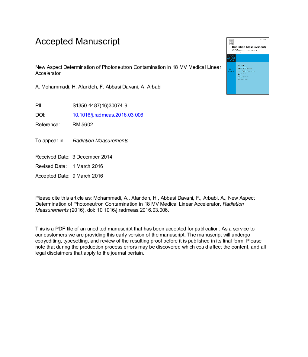 New aspect determination of photoneutron contamination in 18Â MV medical linear accelerator