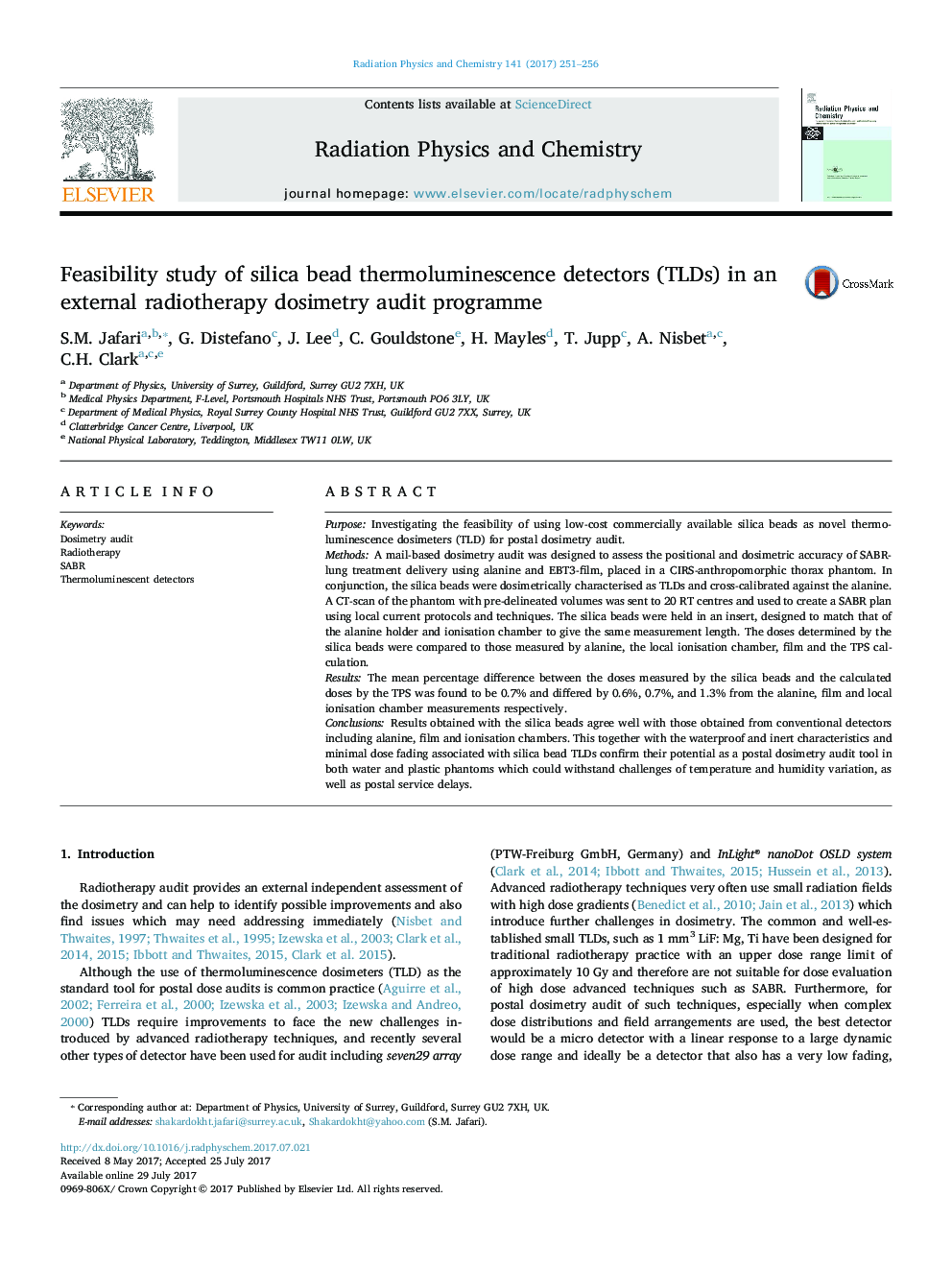 Feasibility study of silica bead thermoluminescence detectors (TLDs) in an external radiotherapy dosimetry audit programme