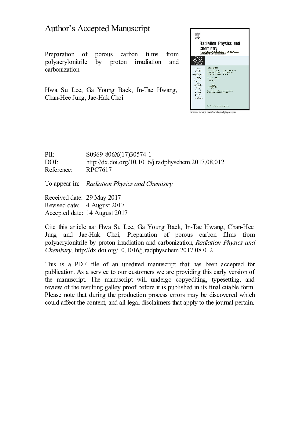 Preparation of porous carbon films from polyacrylonitrile by proton irradiation and carbonization