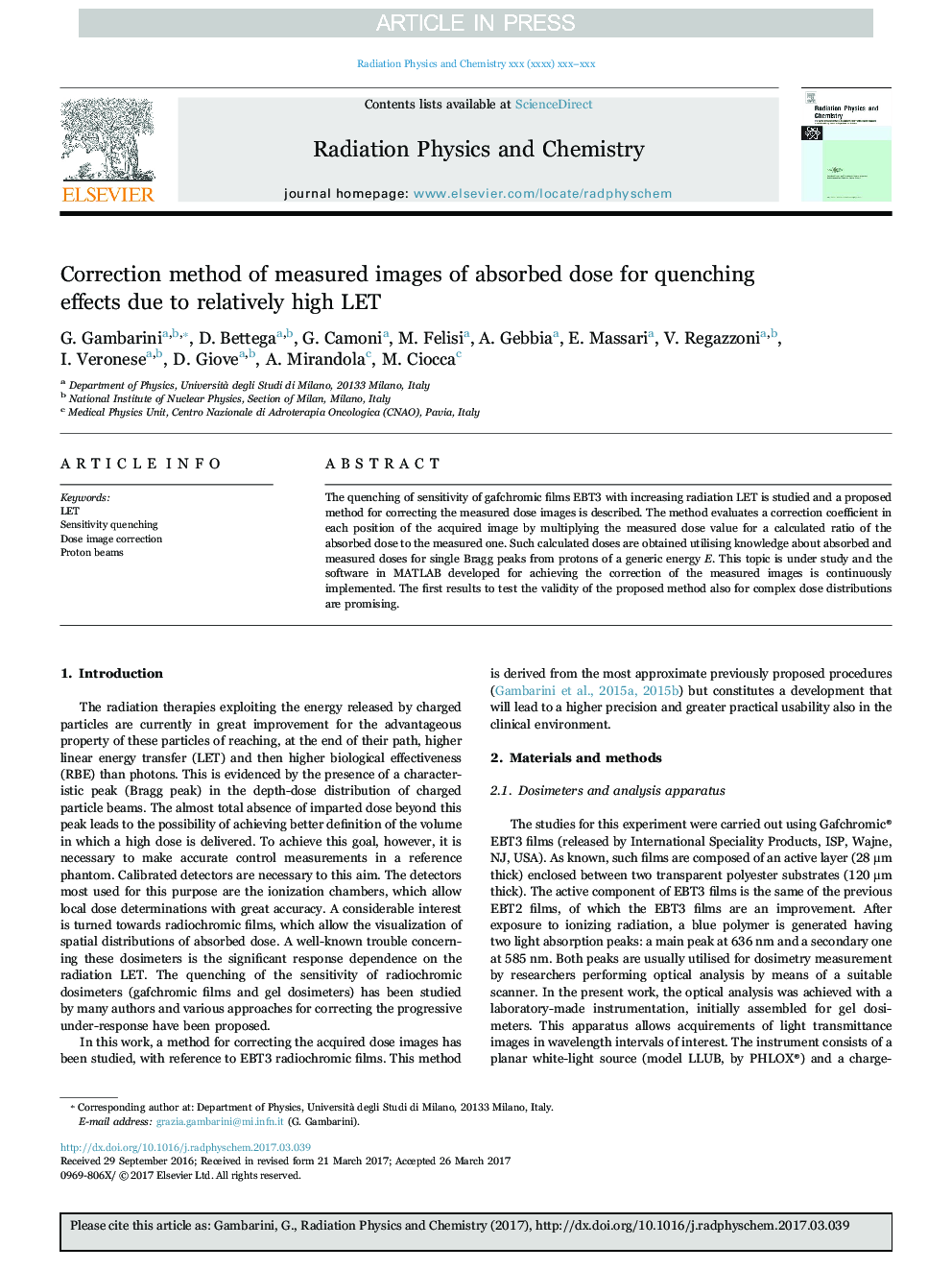 Correction method of measured images of absorbed dose for quenching effects due to relatively high LET