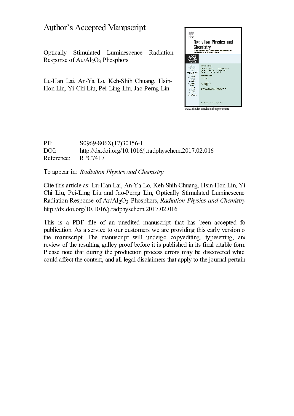 Optically stimulated luminescence radiation response of Au/Al2O3 phosphors