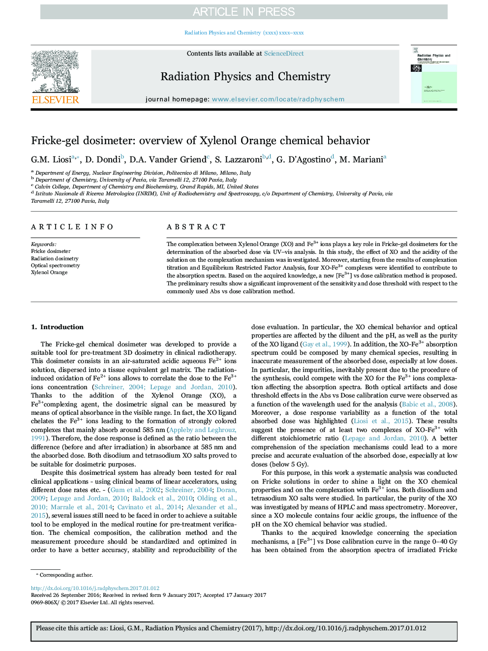 Fricke-gel dosimeter: overview of Xylenol Orange chemical behavior