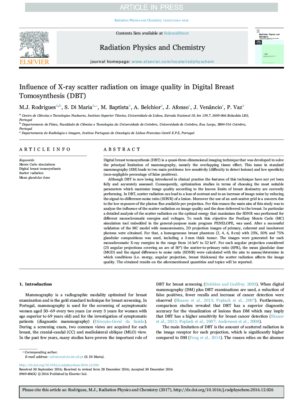 Influence of X-ray scatter radiation on image quality in Digital Breast Tomosynthesis (DBT)