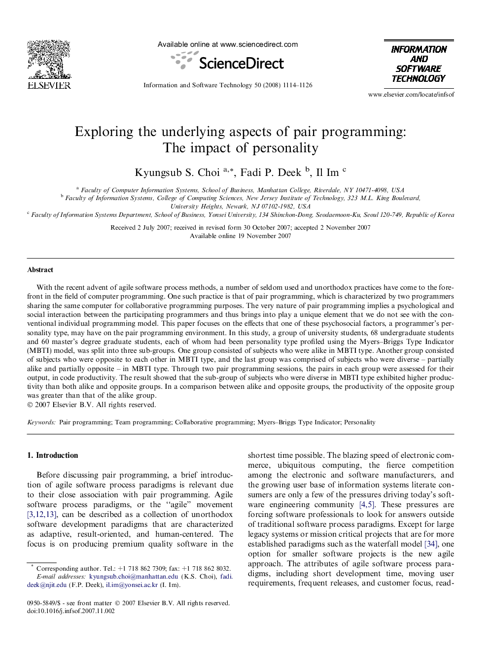 Exploring the underlying aspects of pair programming: The impact of personality