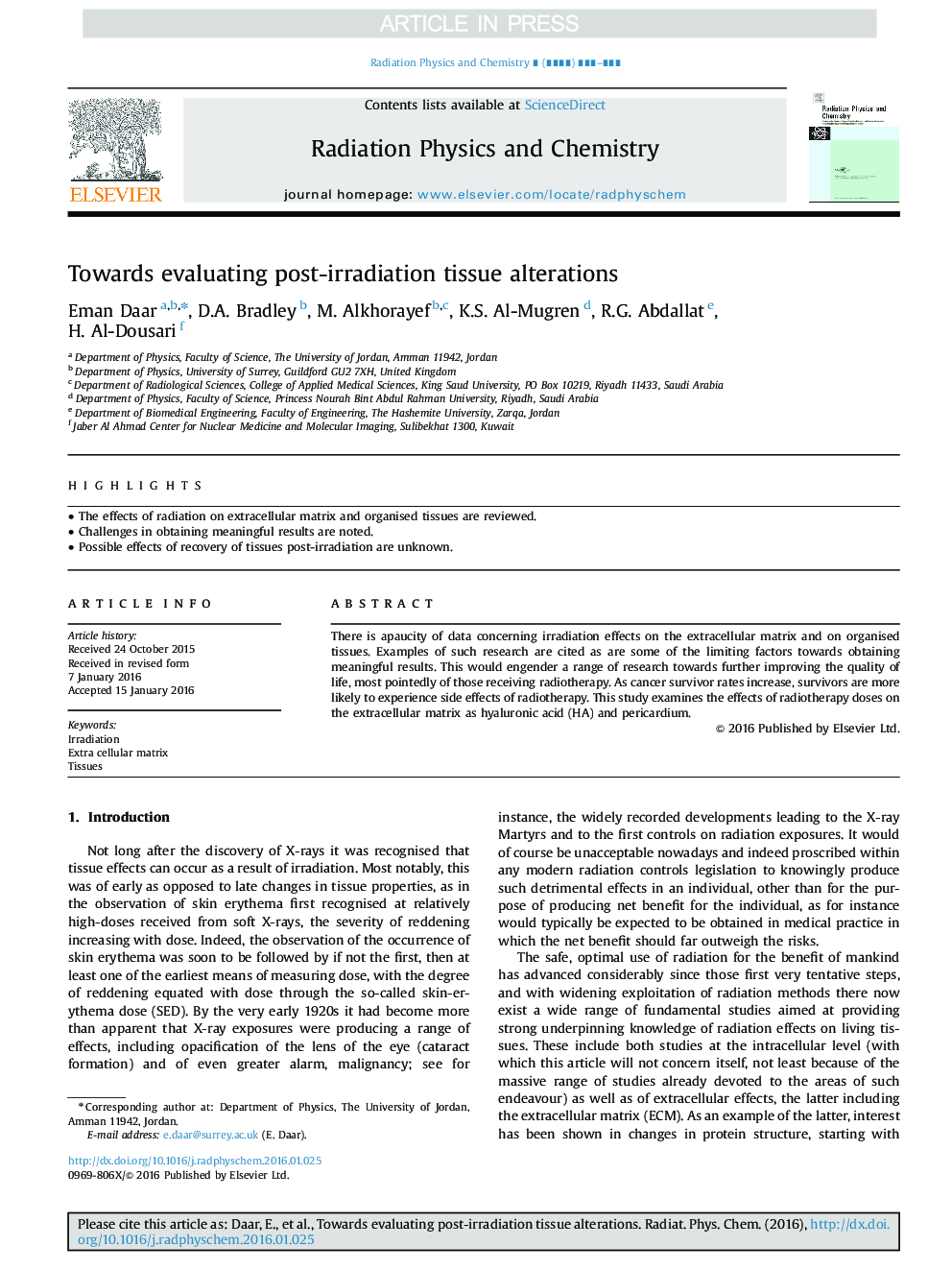 Towards evaluating post-irradiation tissue alterations