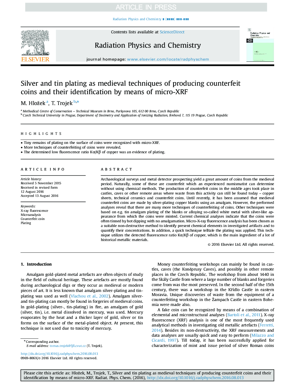 Silver and tin plating as medieval techniques of producing counterfeit coins and their identification by means of micro-XRF