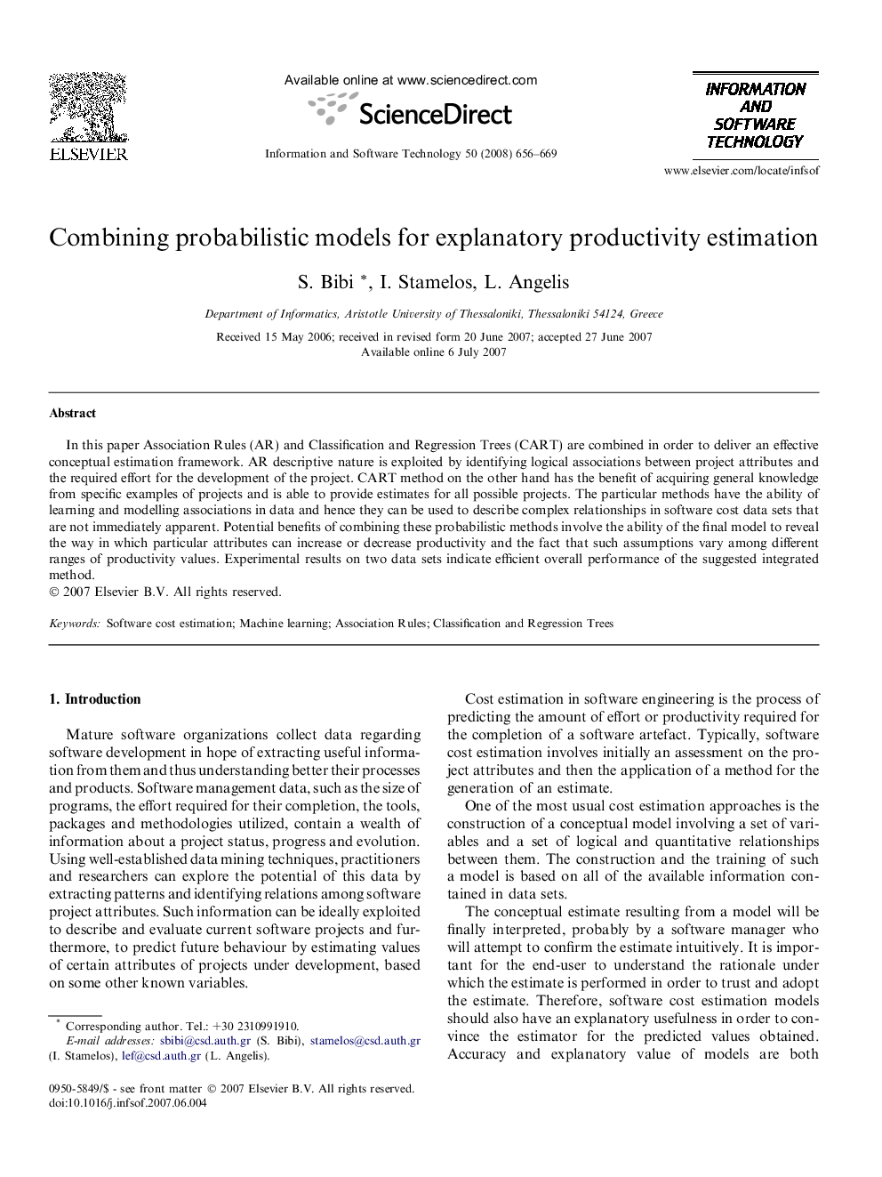 Combining probabilistic models for explanatory productivity estimation