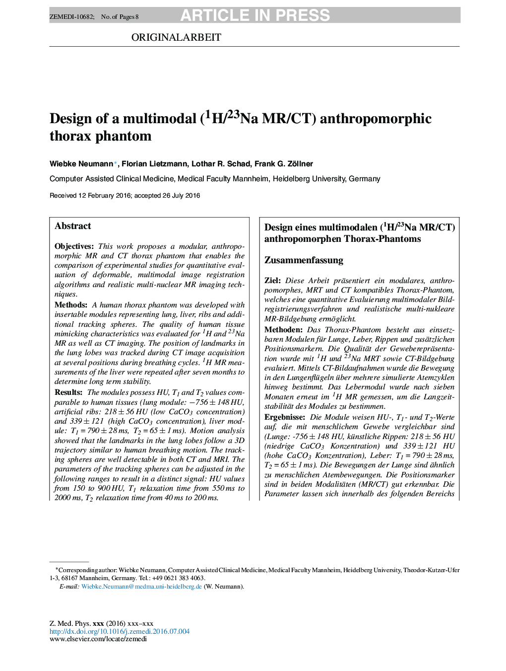 Design of a multimodal (1H/23Na MR/CT) anthropomorphic thorax phantom