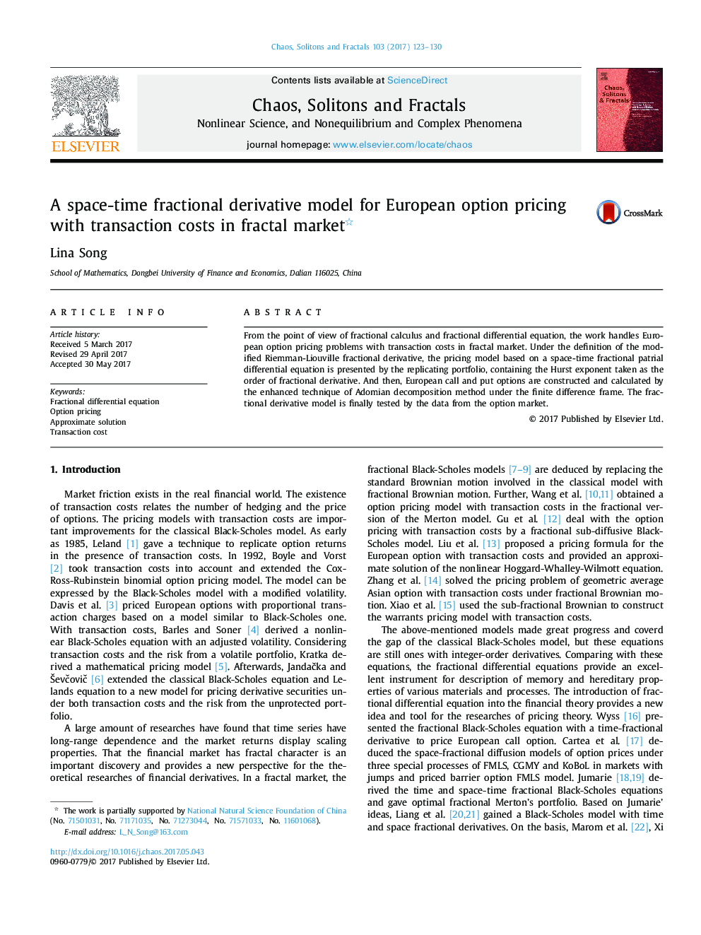 A space-time fractional derivative model for European option pricing with transaction costs in fractal market