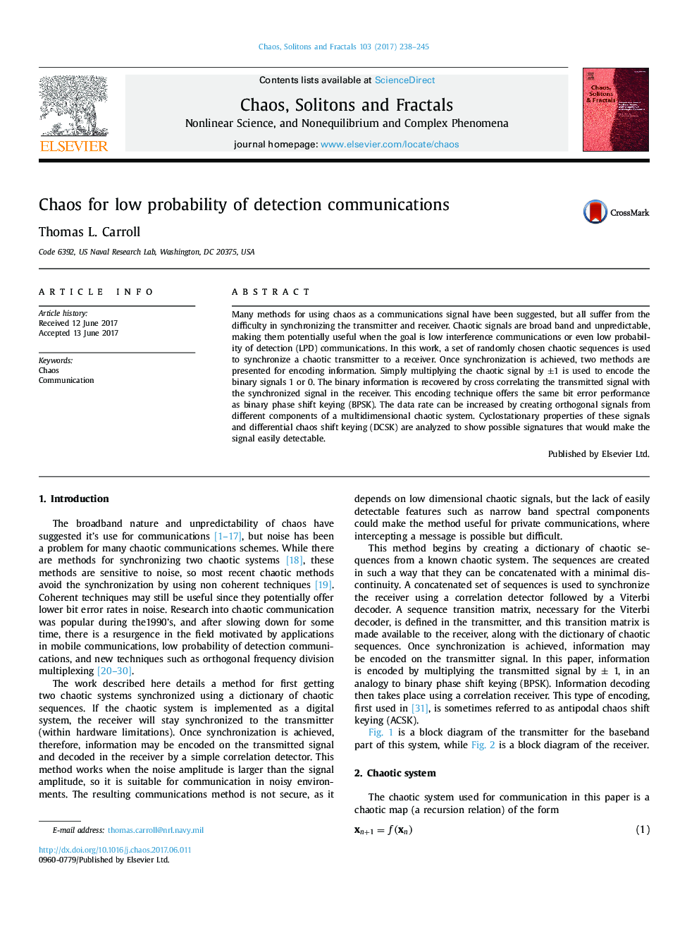 Chaos for low probability of detection communications