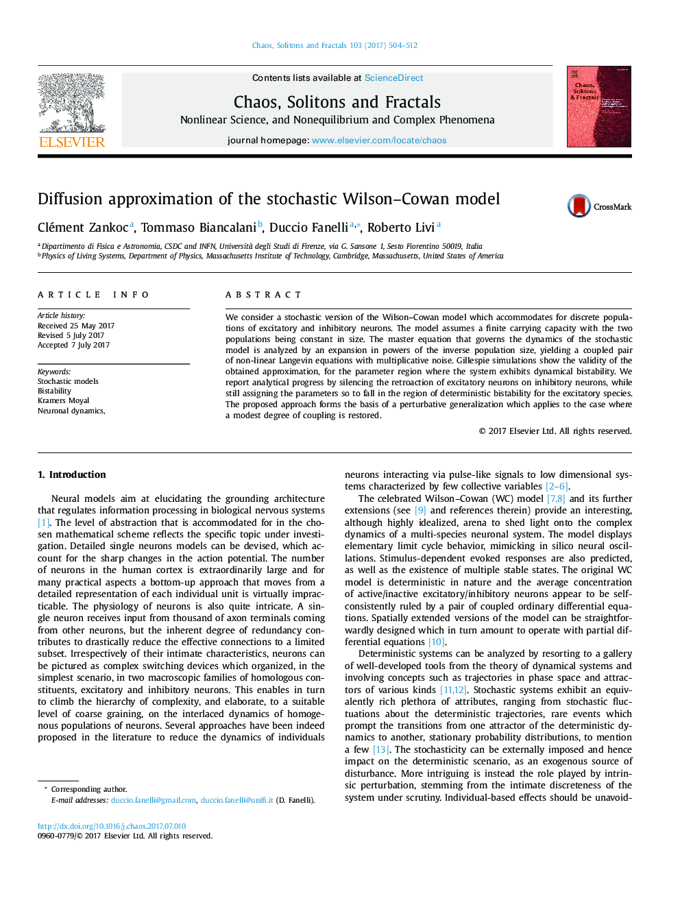 Diffusion approximation of the stochastic Wilson-Cowan model