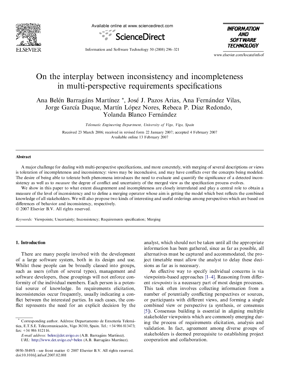 On the interplay between inconsistency and incompleteness in multi-perspective requirements specifications