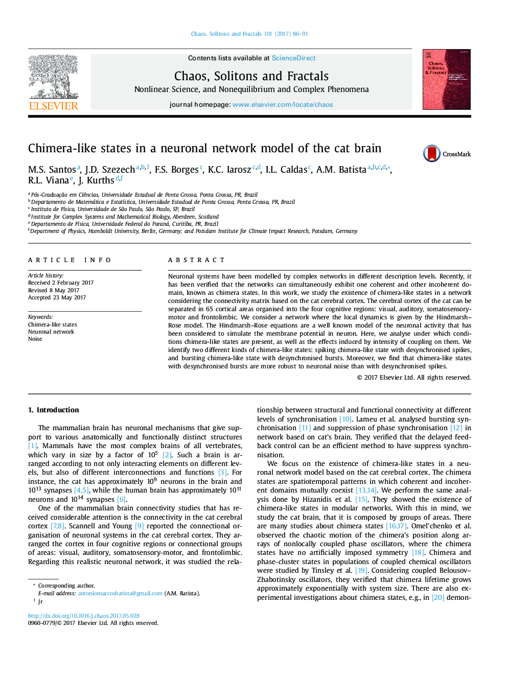 Chimera-like states in a neuronal network model of the cat brain