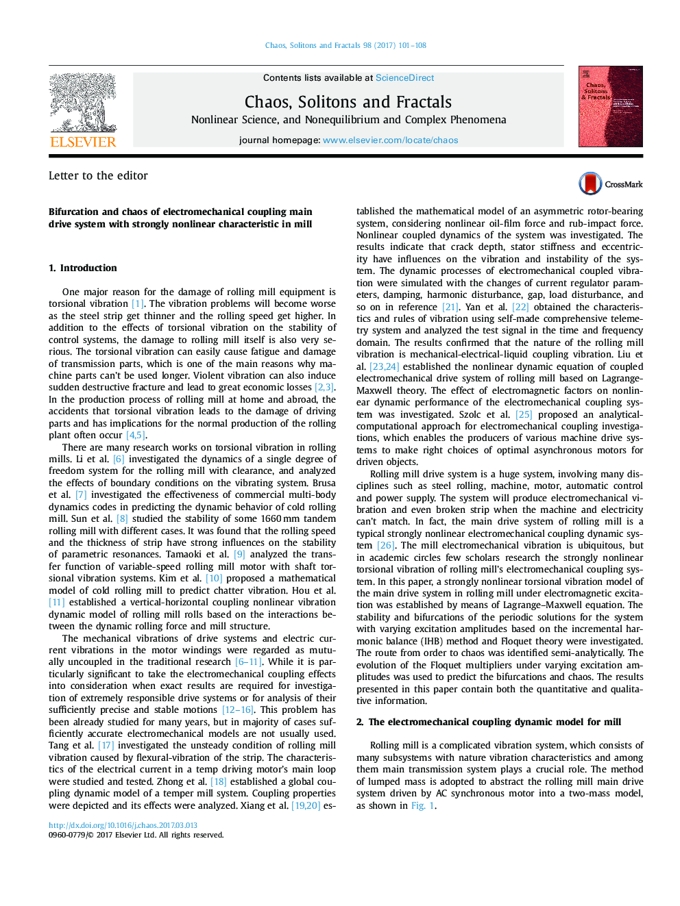 Bifurcation and chaos of electromechanical coupling main drive system with strongly nonlinear characteristic in mill