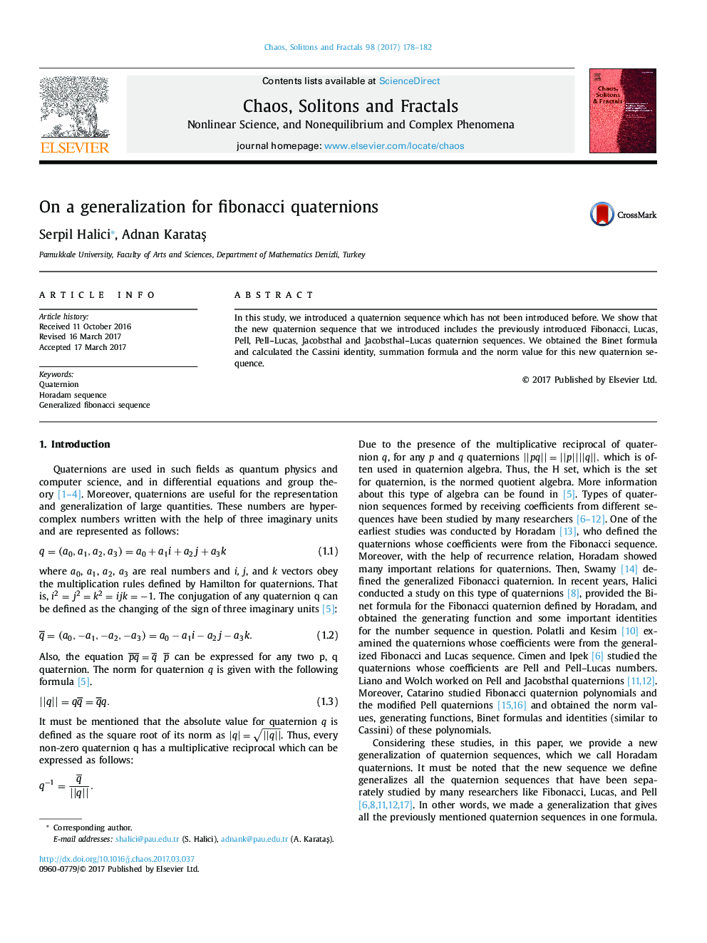 On a generalization for fibonacci quaternions