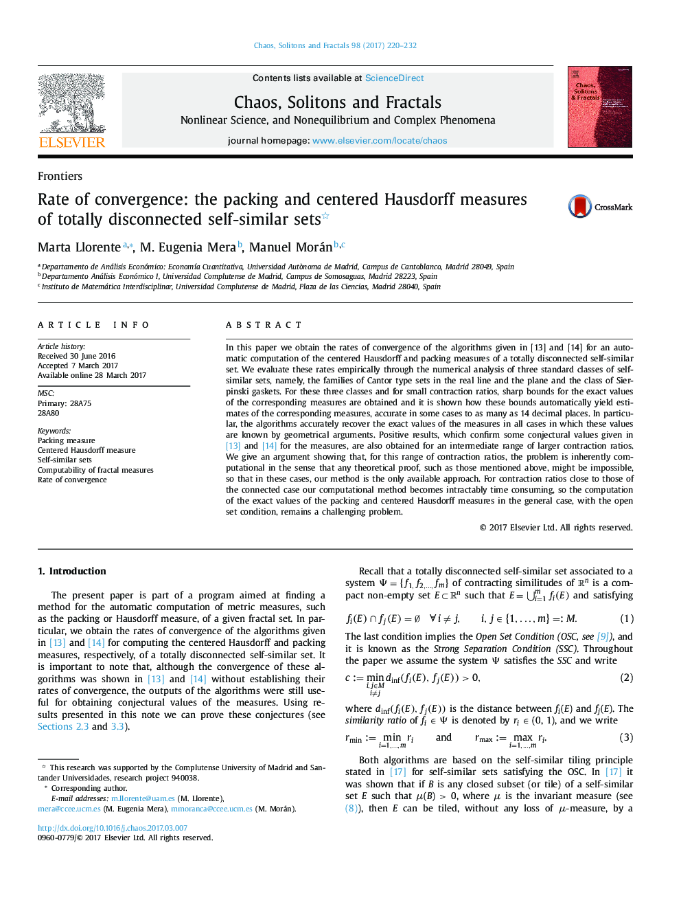 Rate of convergence: the packing and centered Hausdorff measures of totally disconnected self-similar sets