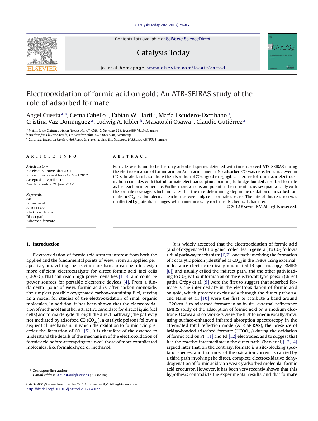 Electrooxidation of formic acid on gold: An ATR-SEIRAS study of the role of adsorbed formate