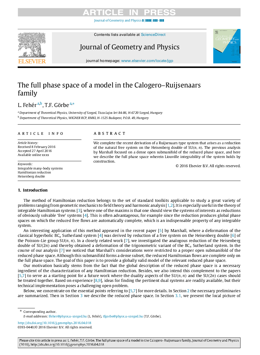 The full phase space of a model in the Calogero-Ruijsenaars family