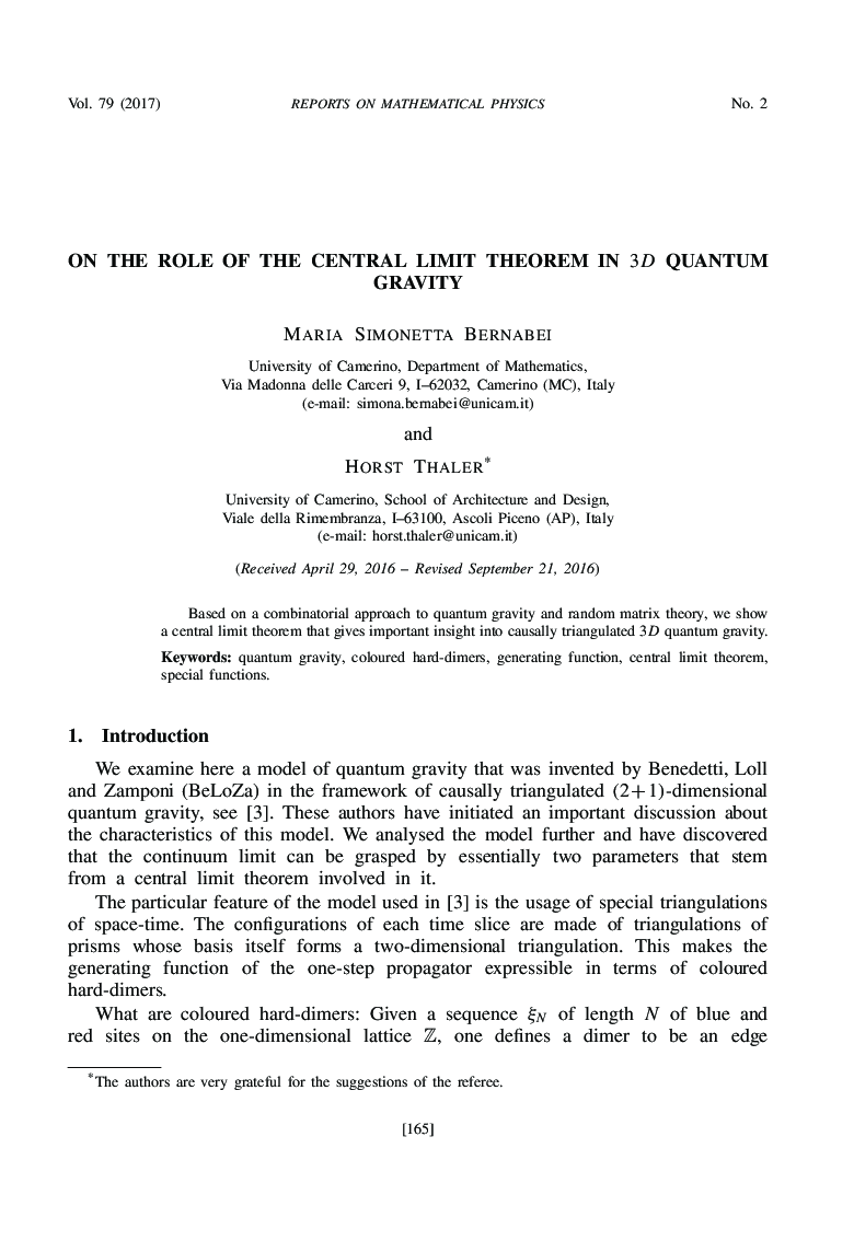 On the role of the central limit theorem in 3D quantum gravity