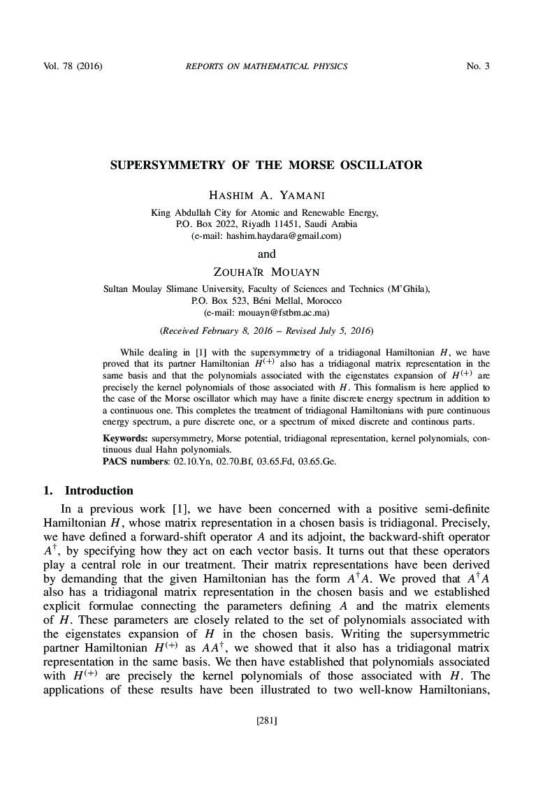 Supersymmetry of the Morse Oscillator