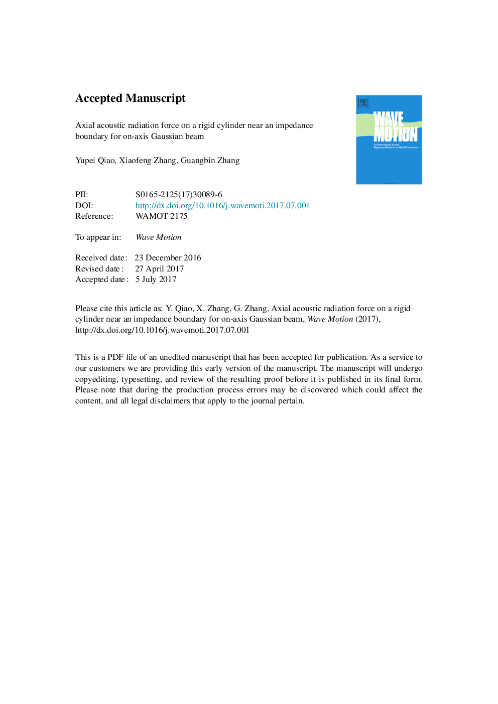 Axial acoustic radiation force on a rigid cylinder near an impedance boundary for on-axis Gaussian beam