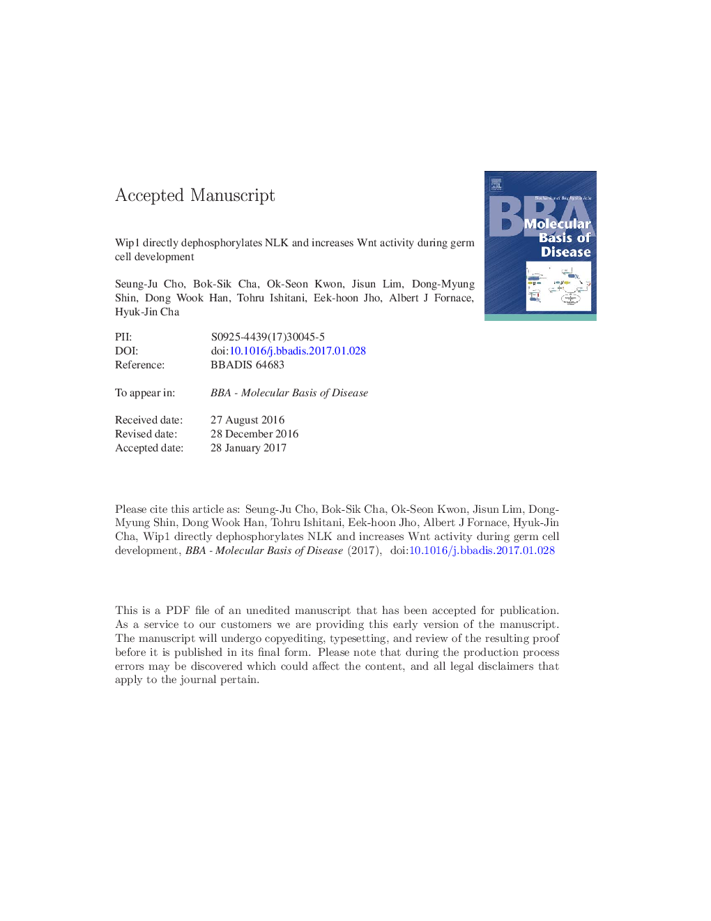 Wip1 directly dephosphorylates NLK and increases Wnt activity during germ cell development