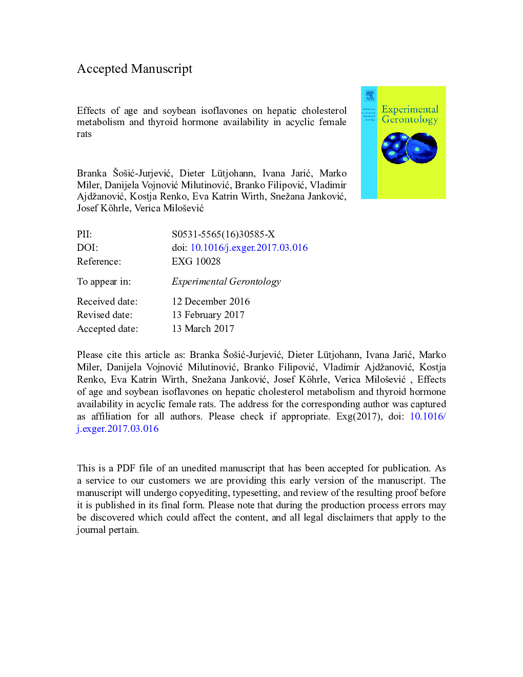 Effects of age and soybean isoflavones on hepatic cholesterol metabolism and thyroid hormone availability in acyclic female rats