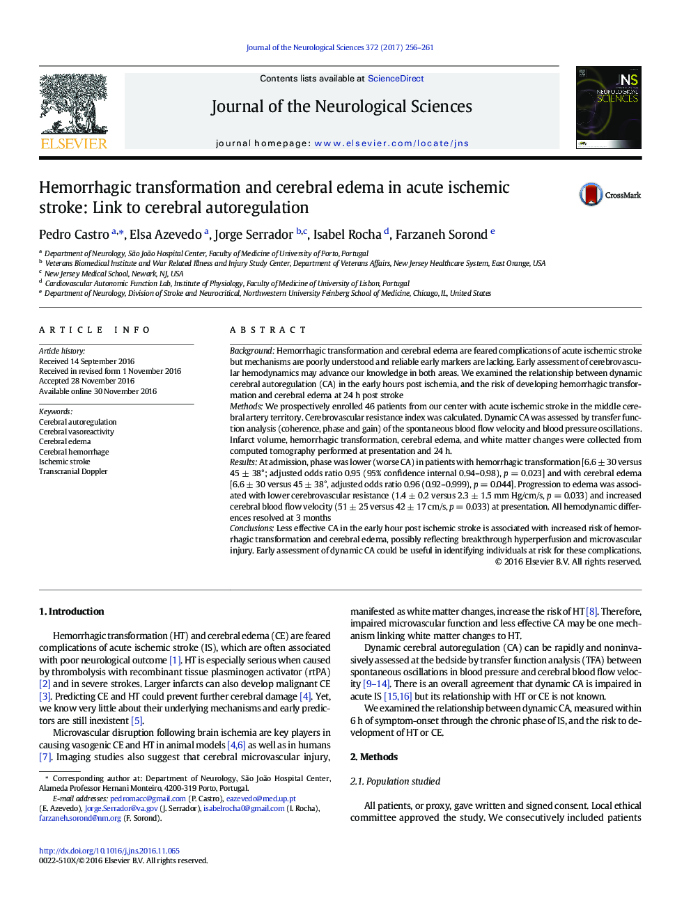 Hemorrhagic transformation and cerebral edema in acute ischemic stroke: Link to cerebral autoregulation