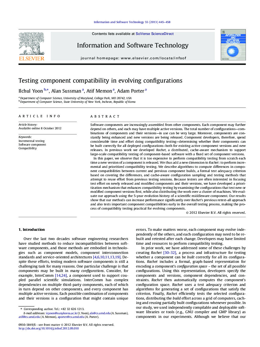 Testing component compatibility in evolving configurations