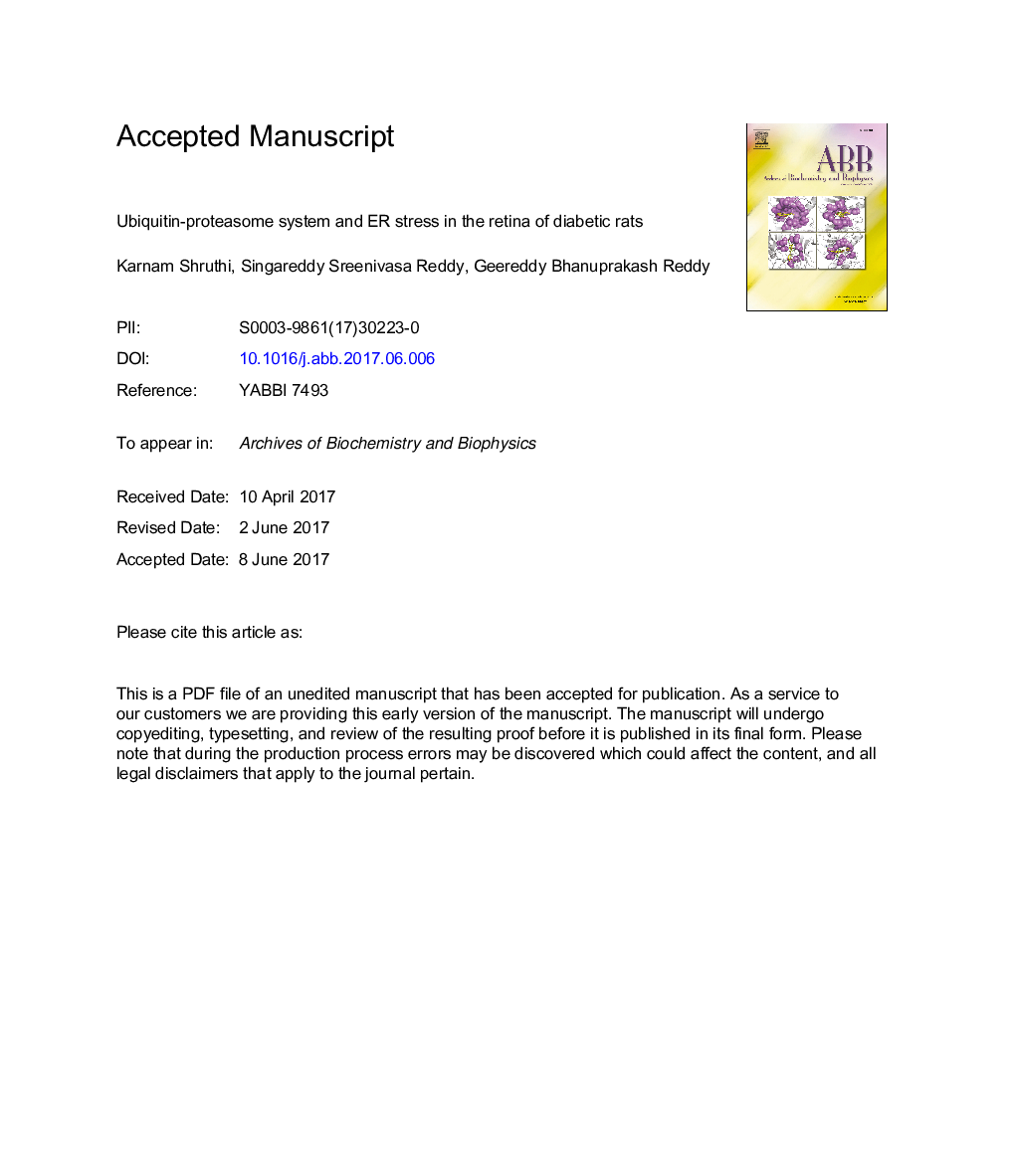 Ubiquitin-proteasome system and ER stress in the retina of diabetic rats