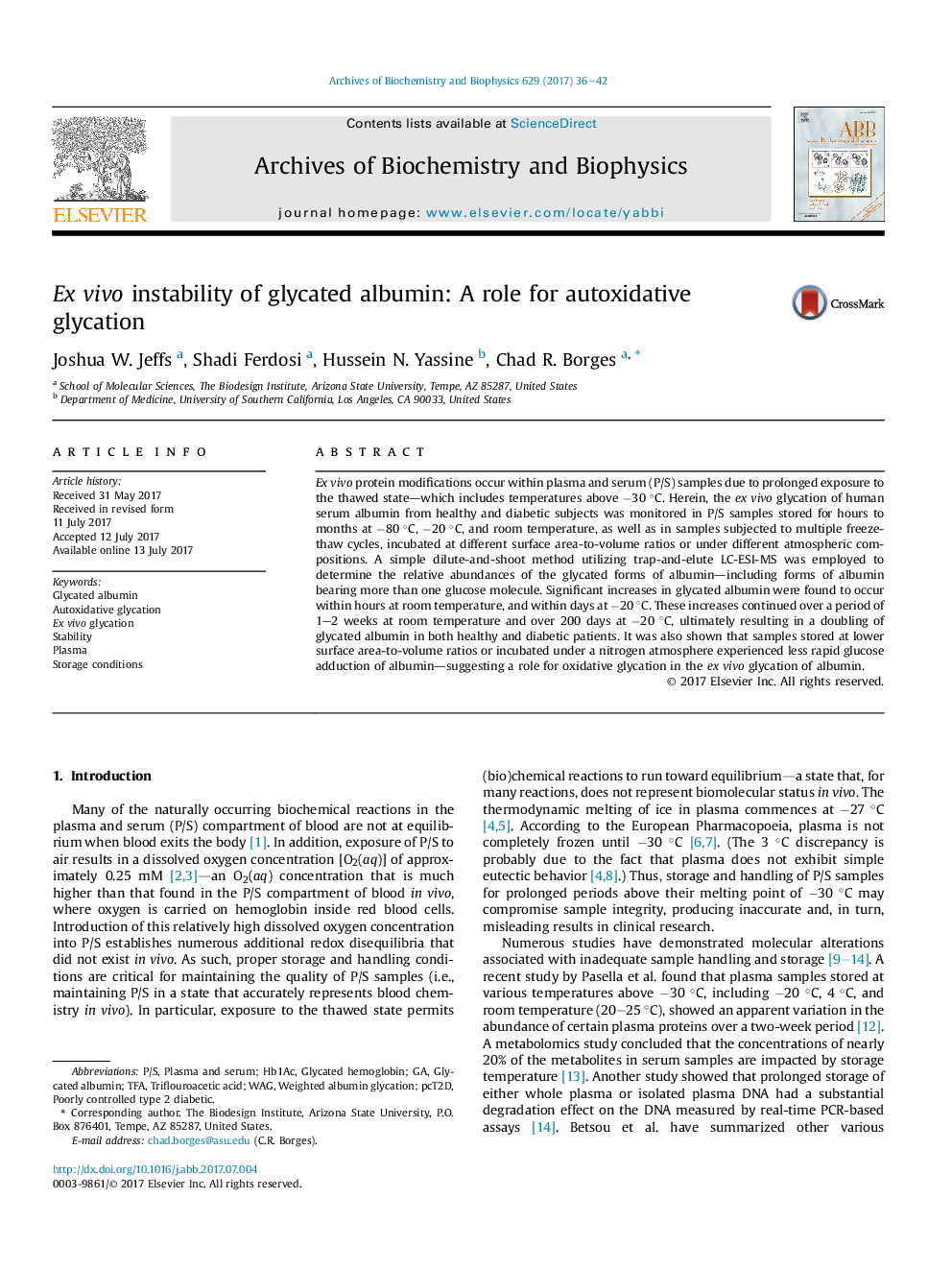 ExÂ vivo instability of glycated albumin: A role for autoxidative glycation