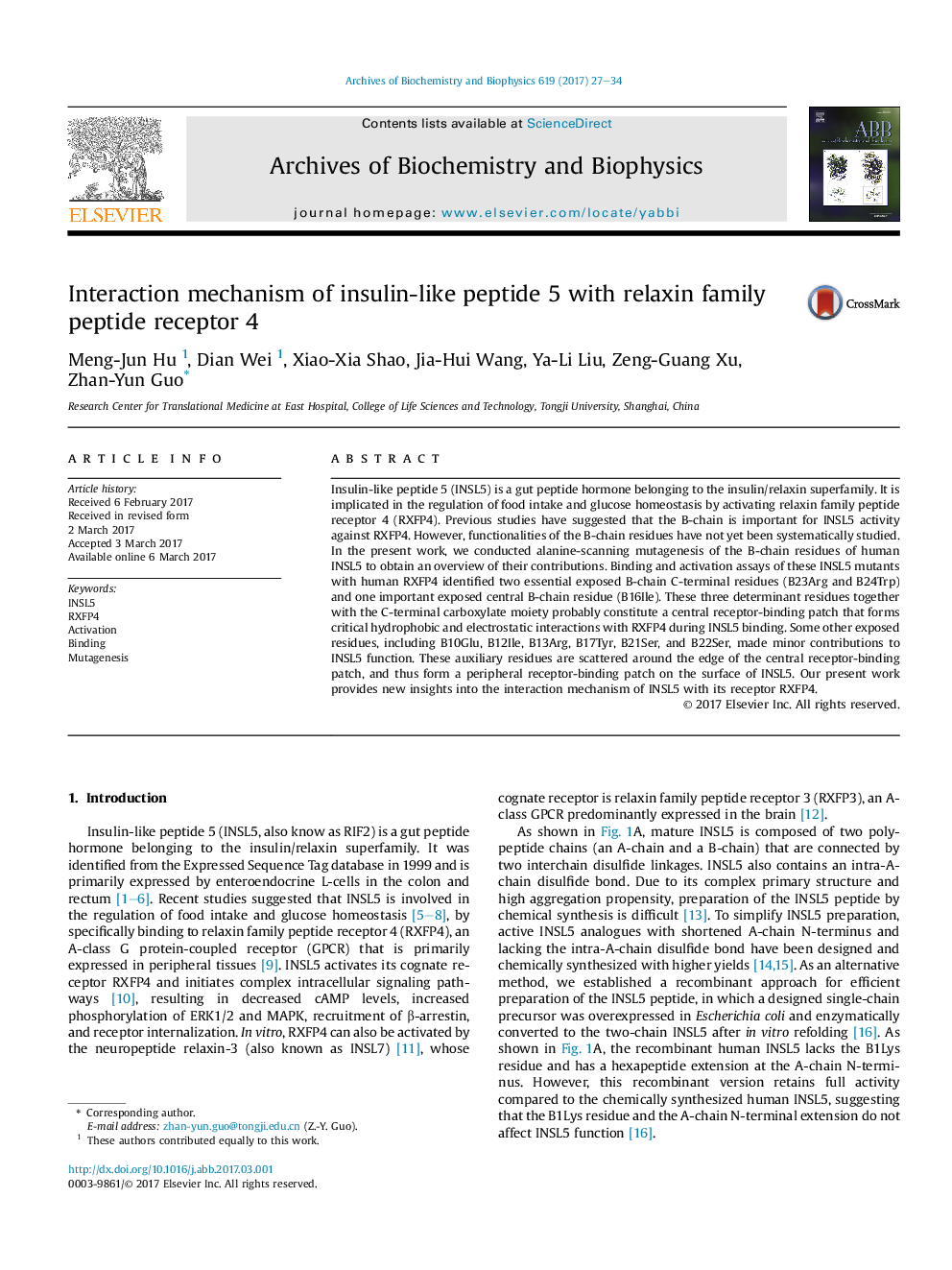 Interaction mechanism of insulin-like peptide 5 with relaxin family peptide receptor 4