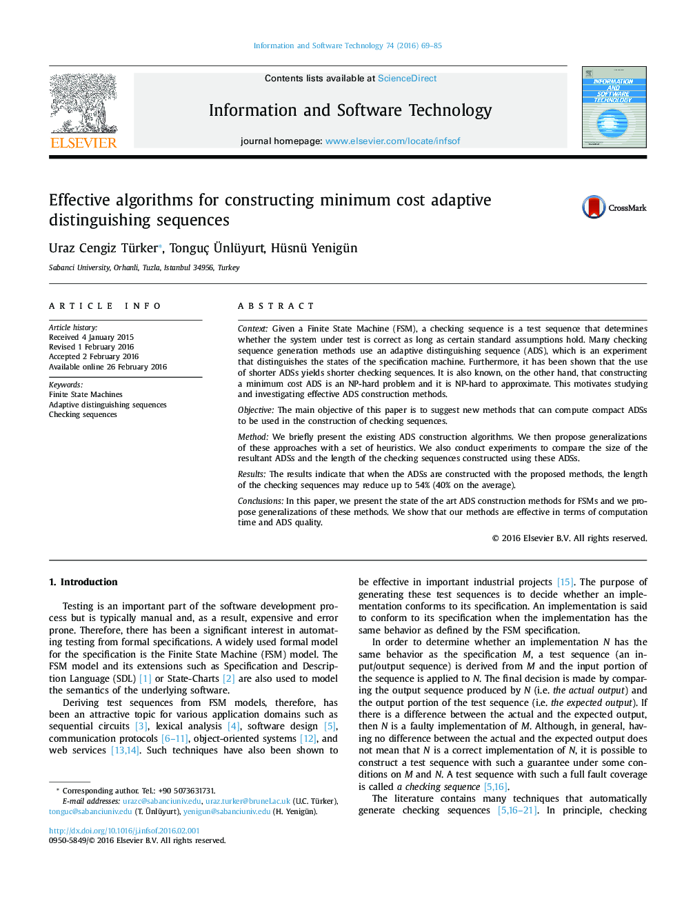 Effective algorithms for constructing minimum cost adaptive distinguishing sequences