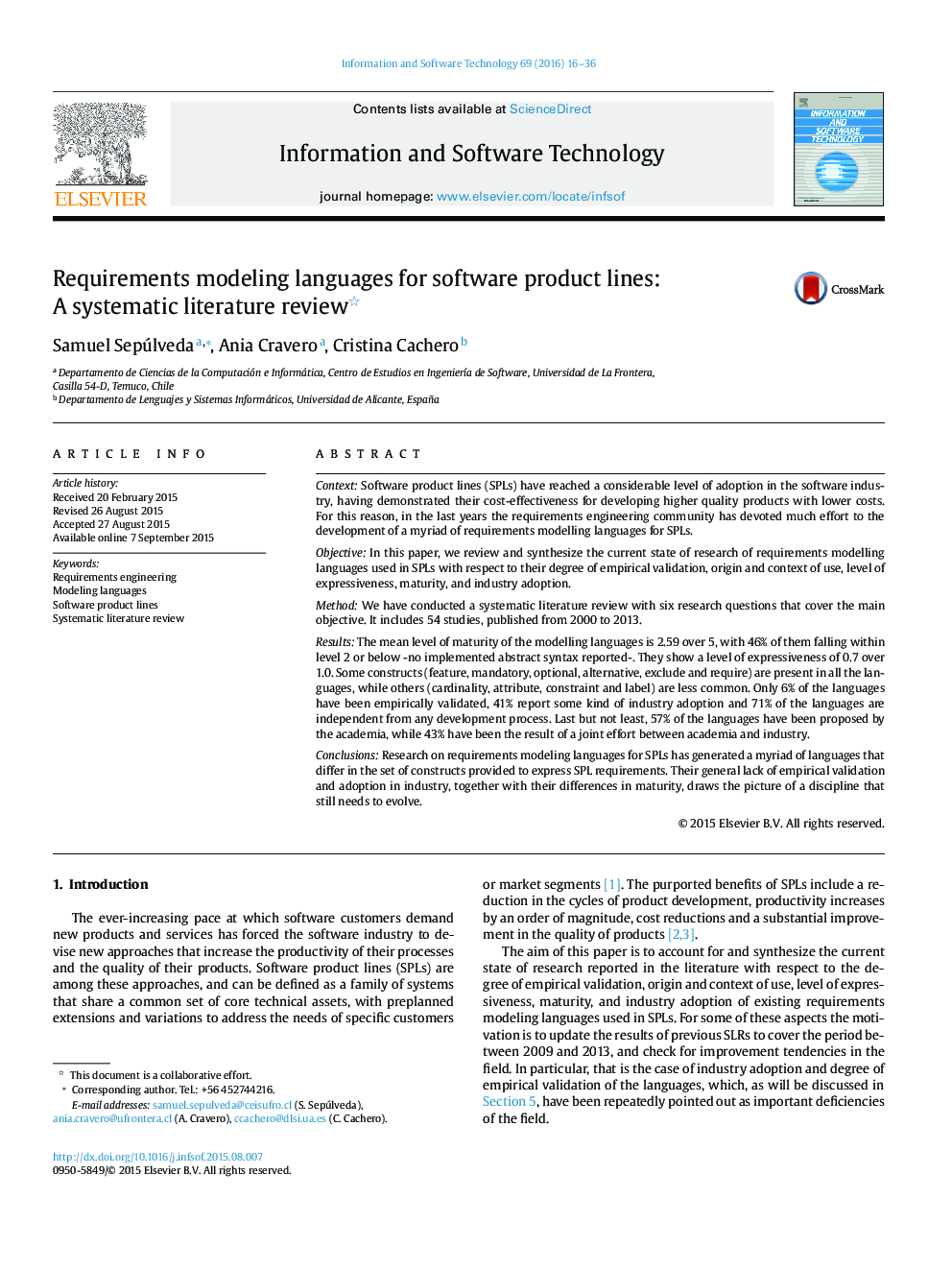 Requirements modeling languages for software product lines: A systematic literature review 