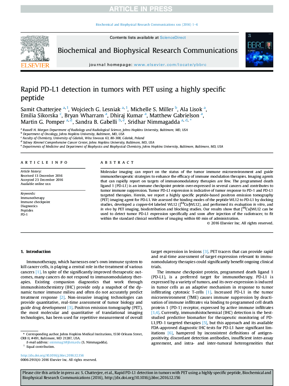 Rapid PD-L1 detection in tumors with PET using a highly specific peptide