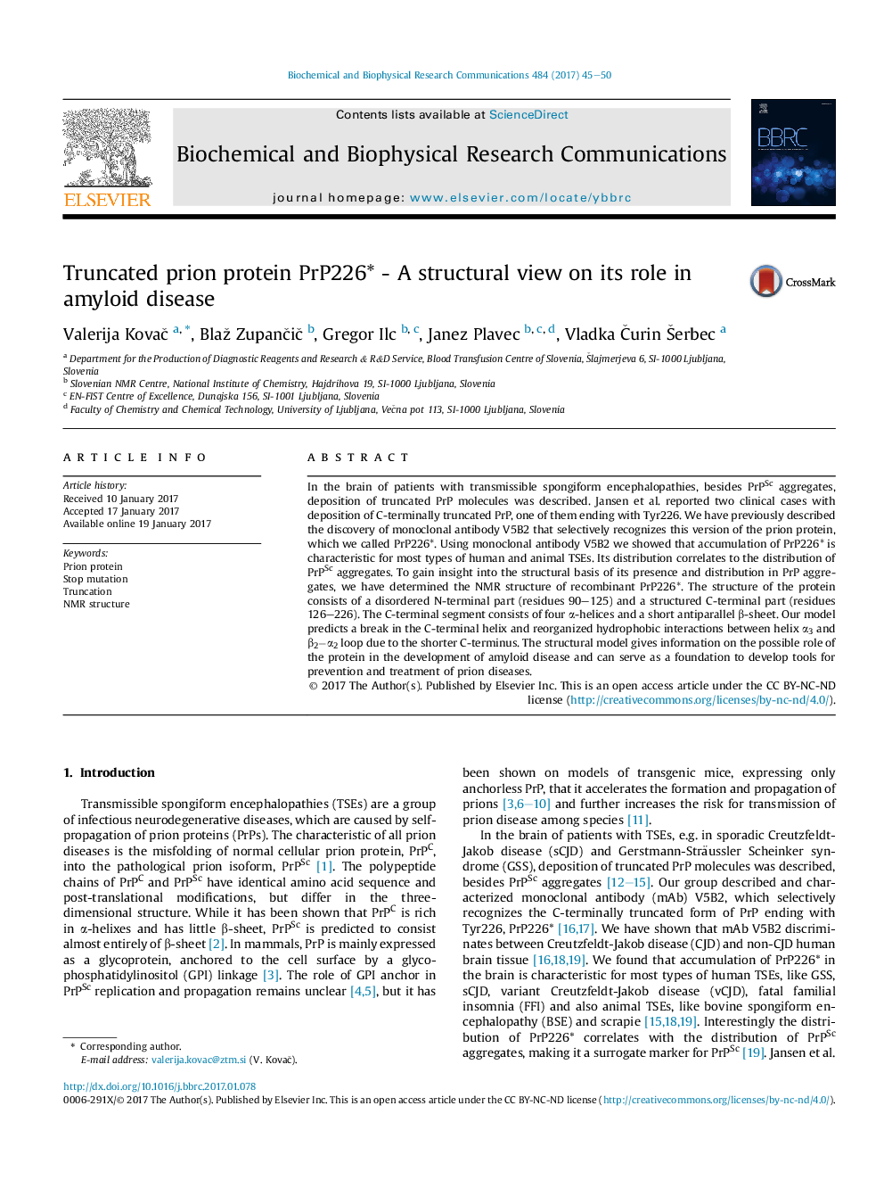 Truncated prion protein PrP226* - A structural view on its role in amyloid disease