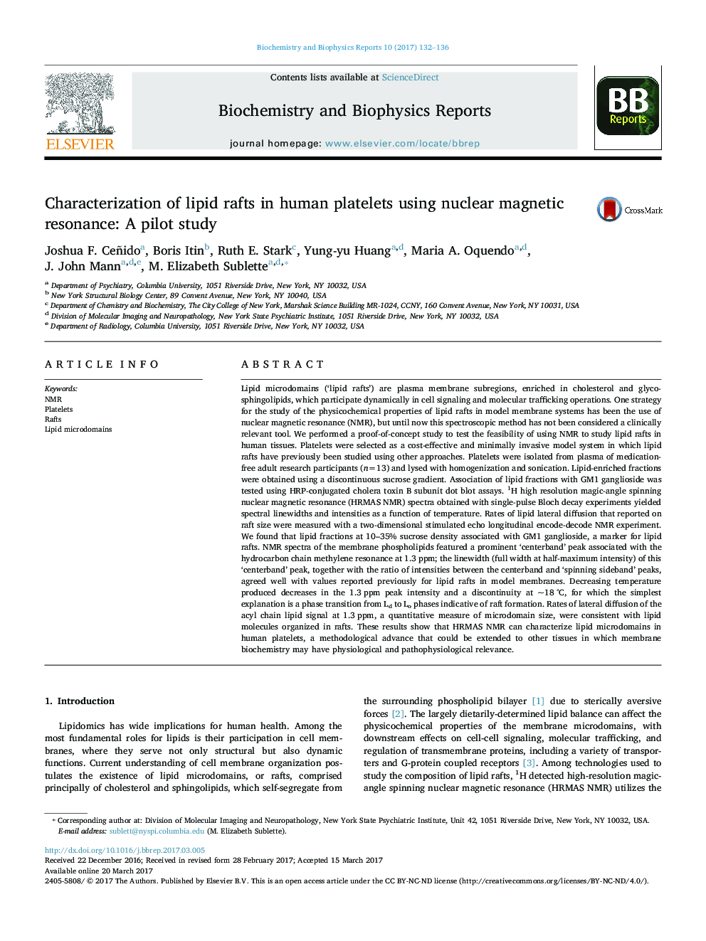 تعیین پارک های چربی در پلاکت های انسانی با استفاده از رزونانس مغناطیسی هسته: یک مطالعه آزمایشی 