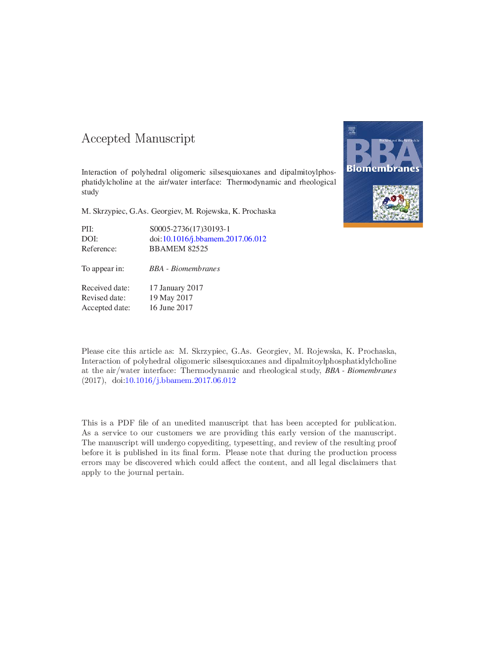 Interaction of polyhedral oligomeric silsesquioxanes and dipalmitoylphosphatidylcholine at the air/water interface: Thermodynamic and rheological study