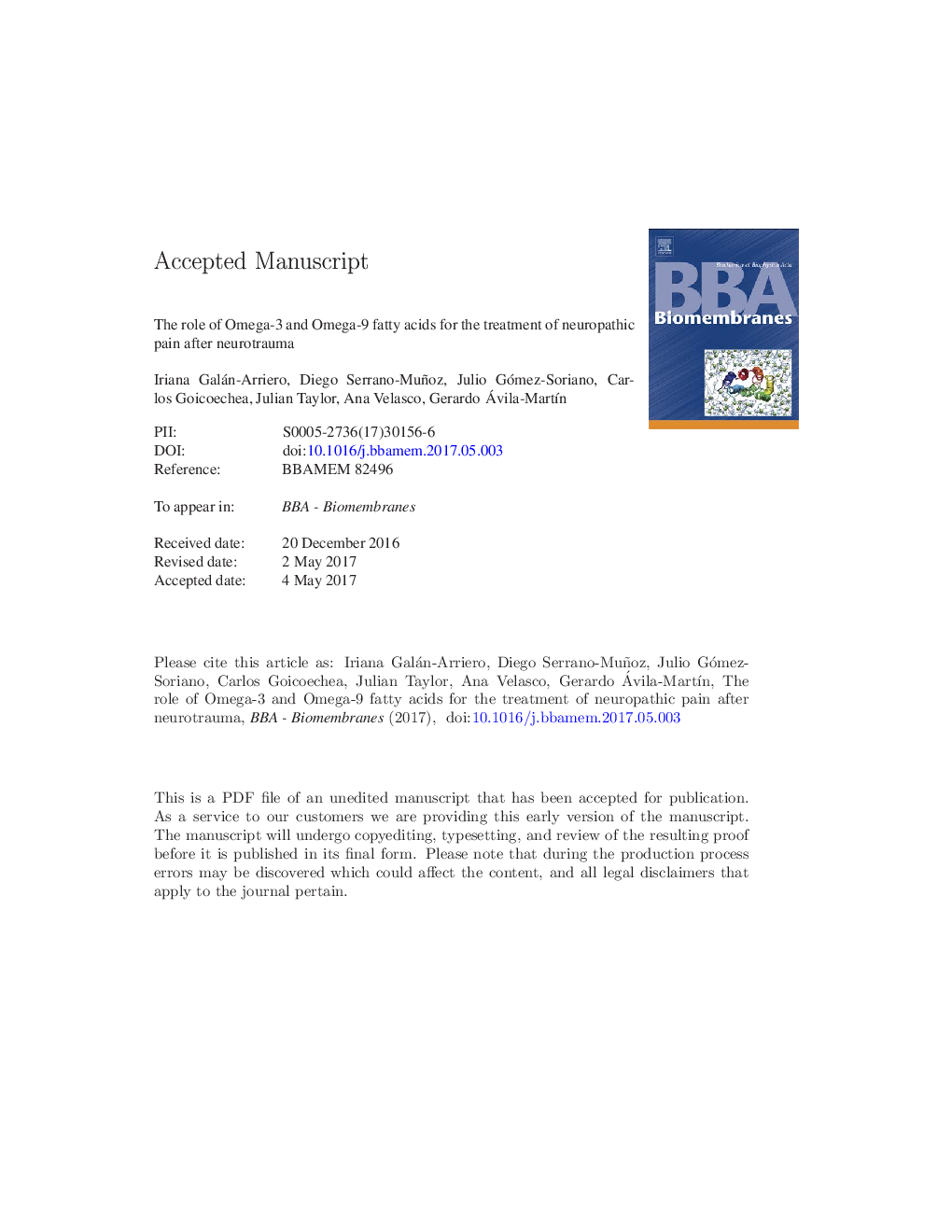 The role of Omega-3 and Omega-9 fatty acids for the treatment of neuropathic pain after neurotrauma