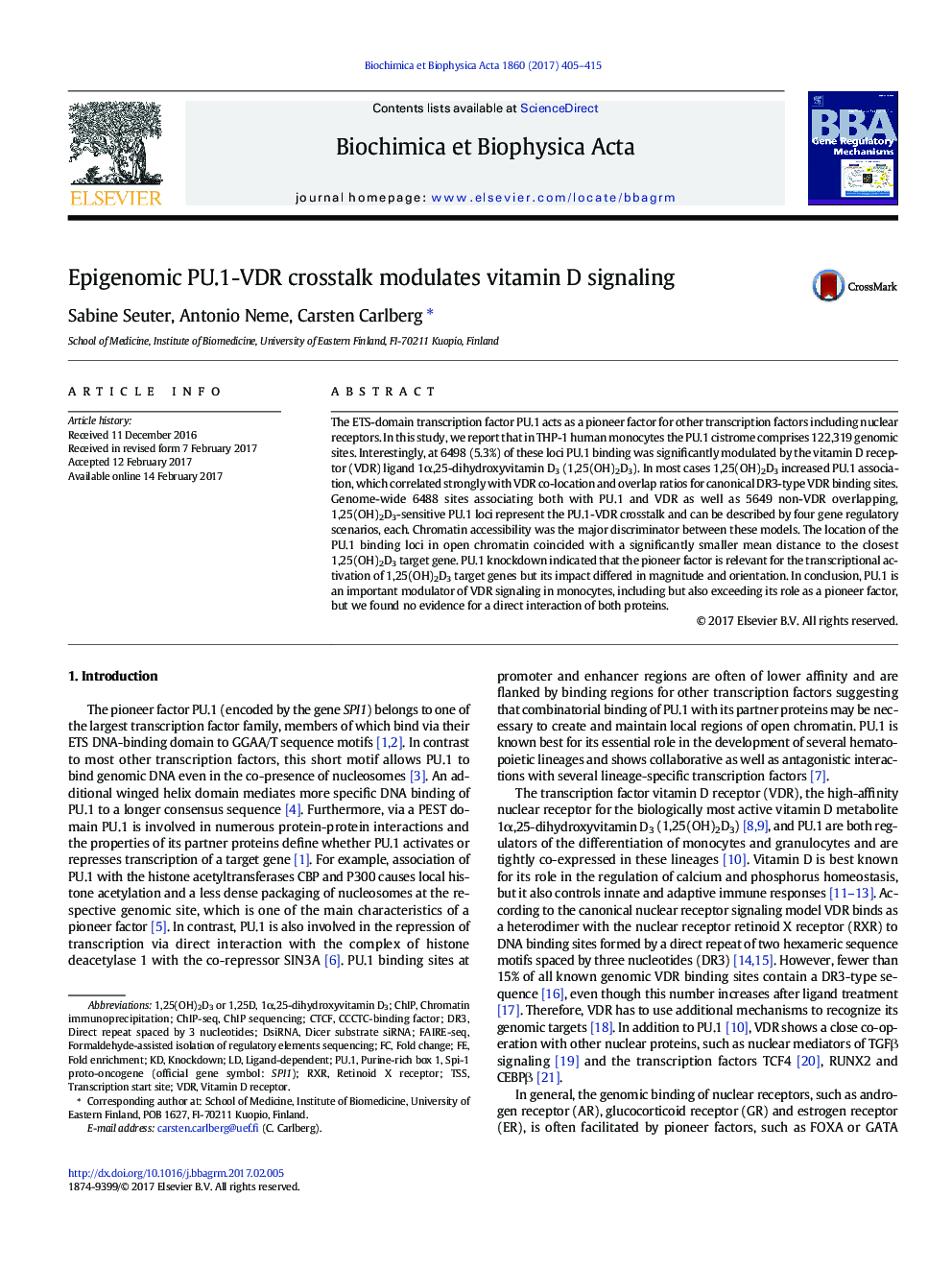 Epigenomic PU.1-VDR crosstalk modulates vitamin D signaling