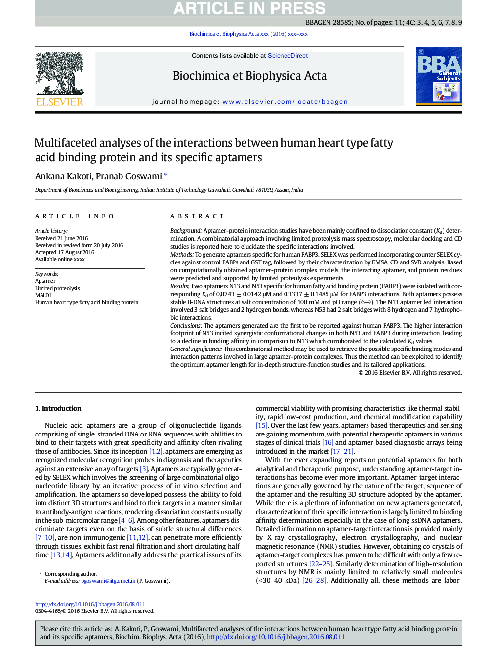 Multifaceted analyses of the interactions between human heart type fatty acid binding protein and its specific aptamers