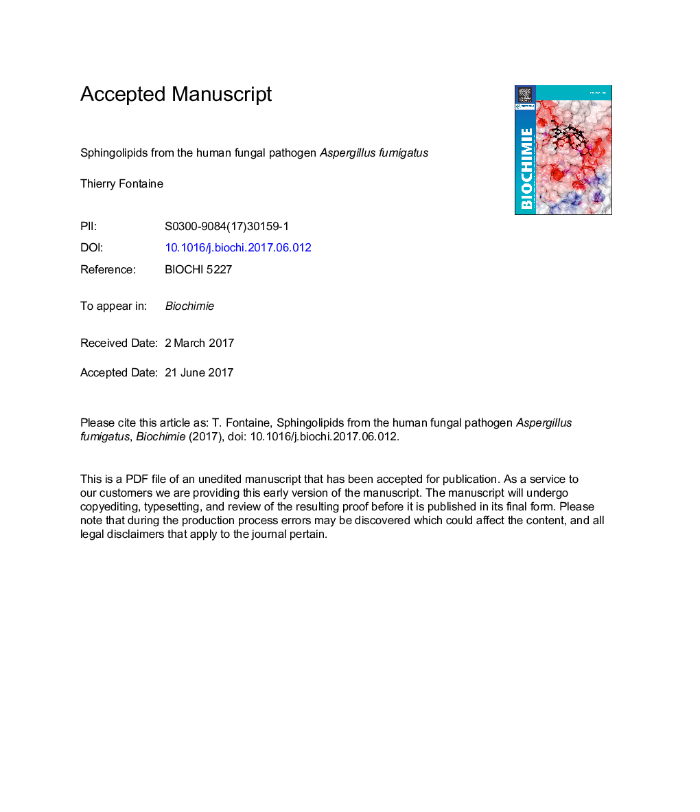 Sphingolipids from the human fungal pathogen Aspergillus fumigatus