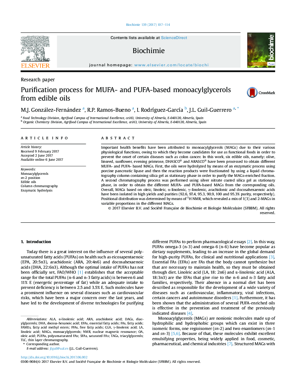 Purification process for MUFA- and PUFA-based monoacylglycerols from edible oils