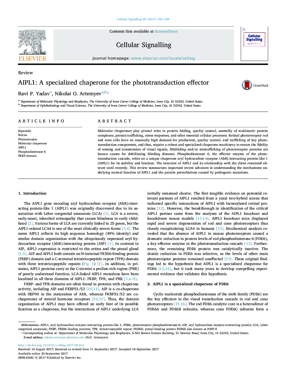 AIPL1: A specialized chaperone for the phototransduction effector