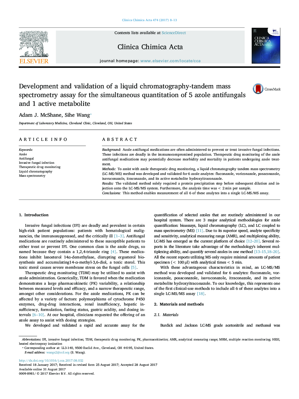 توسعه و اعتبار سنجی طیف سنجی جرمی کروماتوگرافی-دو بعدی برای اندازه گیری همزمان 5 نوع ضد قارچی آزول و 1 متابولیت فعال 