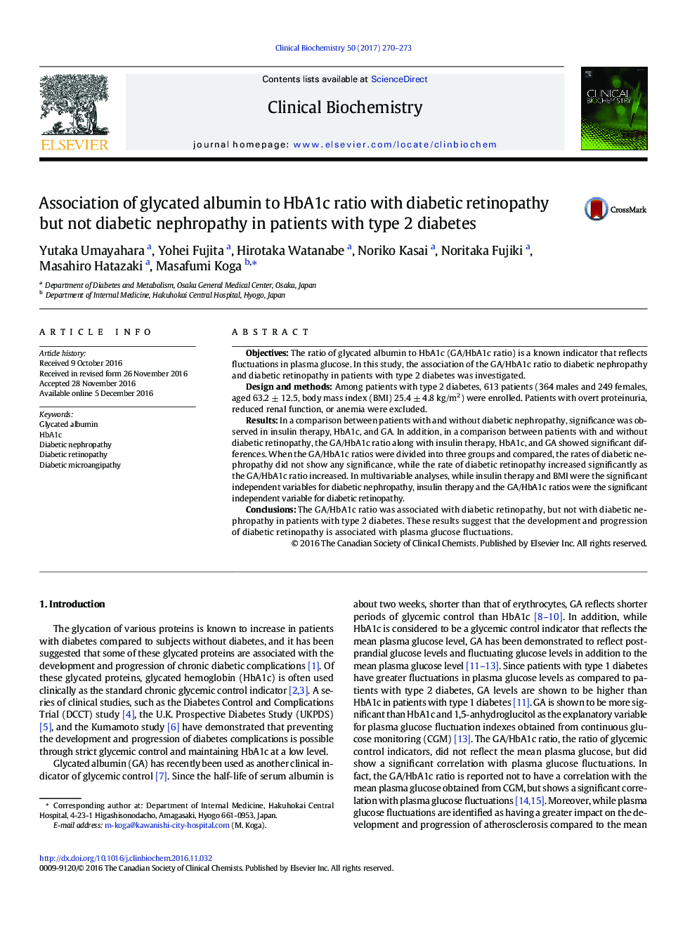 Association of glycated albumin to HbA1c ratio with diabetic retinopathy but not diabetic nephropathy in patients with type 2 diabetes