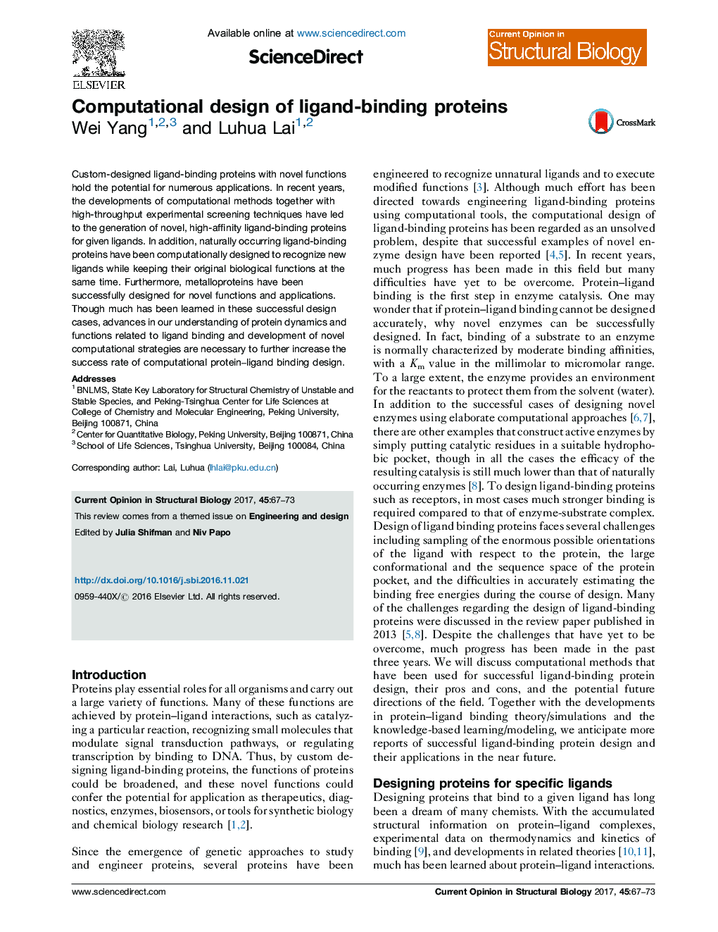 Computational design of ligand-binding proteins